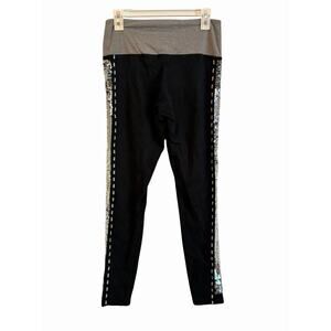 Y2K PINK Victoria’s Secret Mermaid Flip Sequin Bling Black Yoga Leggings Large